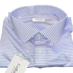 NWT Collars & Co Polo Shirt 2XL Relaxed Featherweight Light Pink Blue Stripe